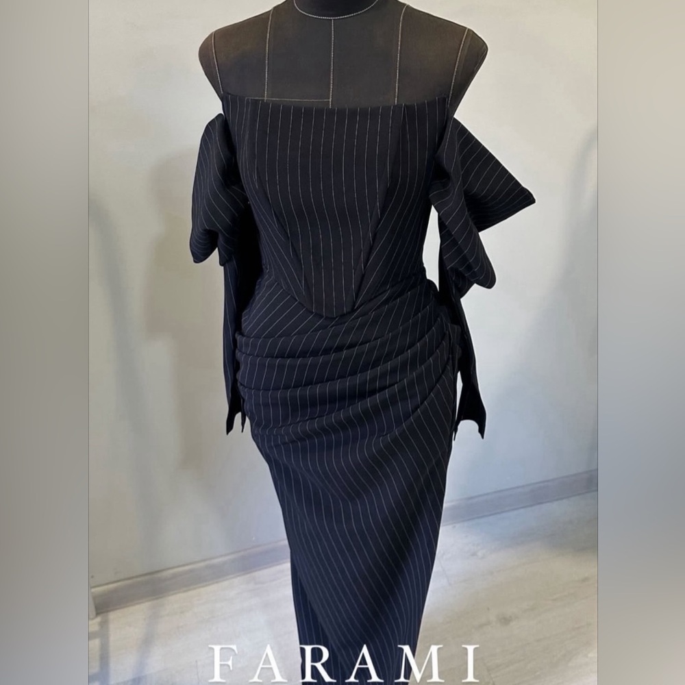 Elegant Black Pinstripe Dress